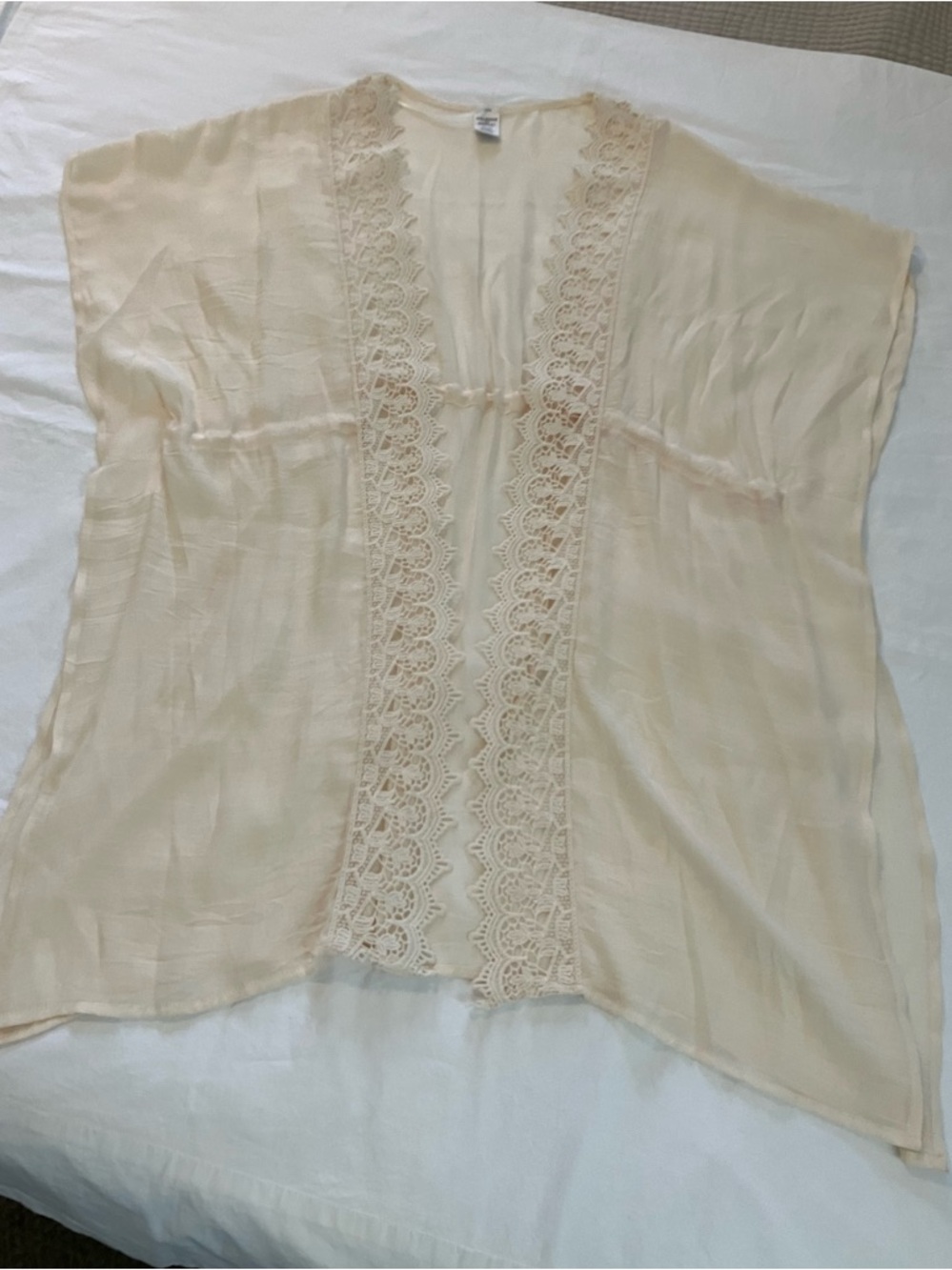 Cream Lace-Trim Open Front Kimono Swimsuit Cover Up, Melrose and Market  OS - Picture 4 of 9
